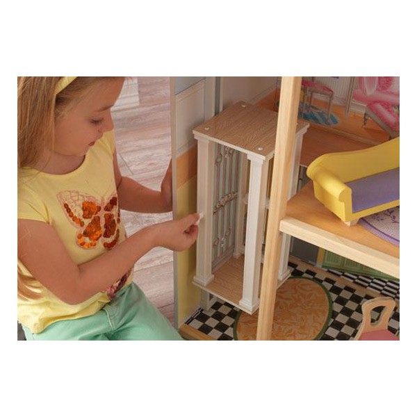 Трехэтажный дом из дерева для Барби – Кайли, с мебелью 10 предметов  